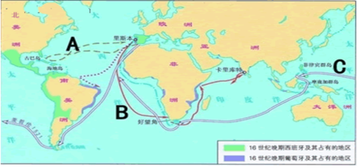 閱讀下列材料:請(qǐng)回答:材料一新航路開辟示意圖:(1)根據(jù)材料一&ldquo;新航路開辟示意圖&rdquo;中寫出A、B、C三條航線的開辟者分別是誰(shuí)?(2)簡(jiǎn)述新航路的開辟對(duì)世界歷史的發(fā)展產(chǎn)生了怎樣_作業(yè)幫
